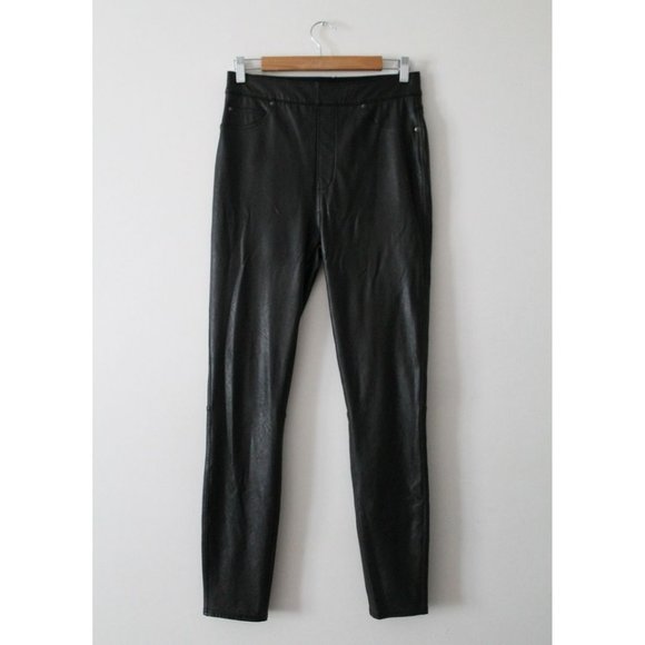 Spanx Leather-Like Ankle Skinny Pant Luxe Black Size Medium Tall - Picture 4 of 12